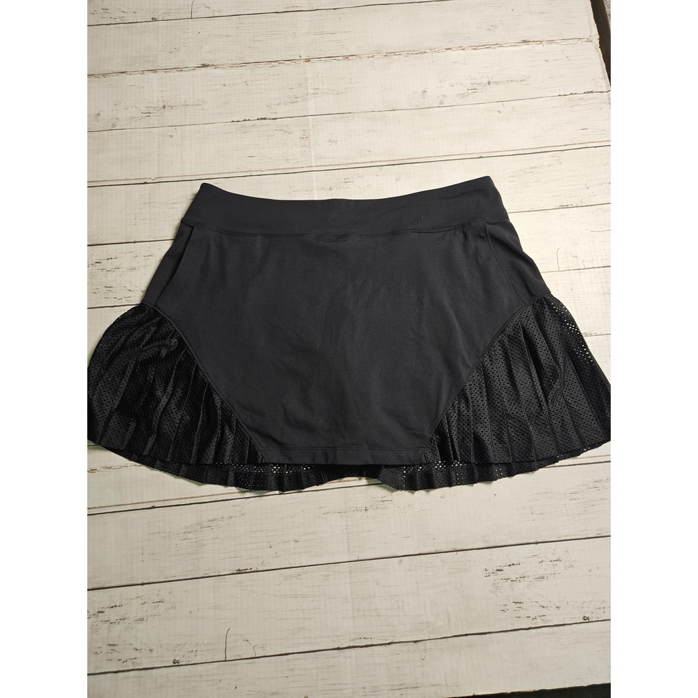 Under Armour HeatGear Black Pleated Mesh Athletic Skort Large Zipper Pocket